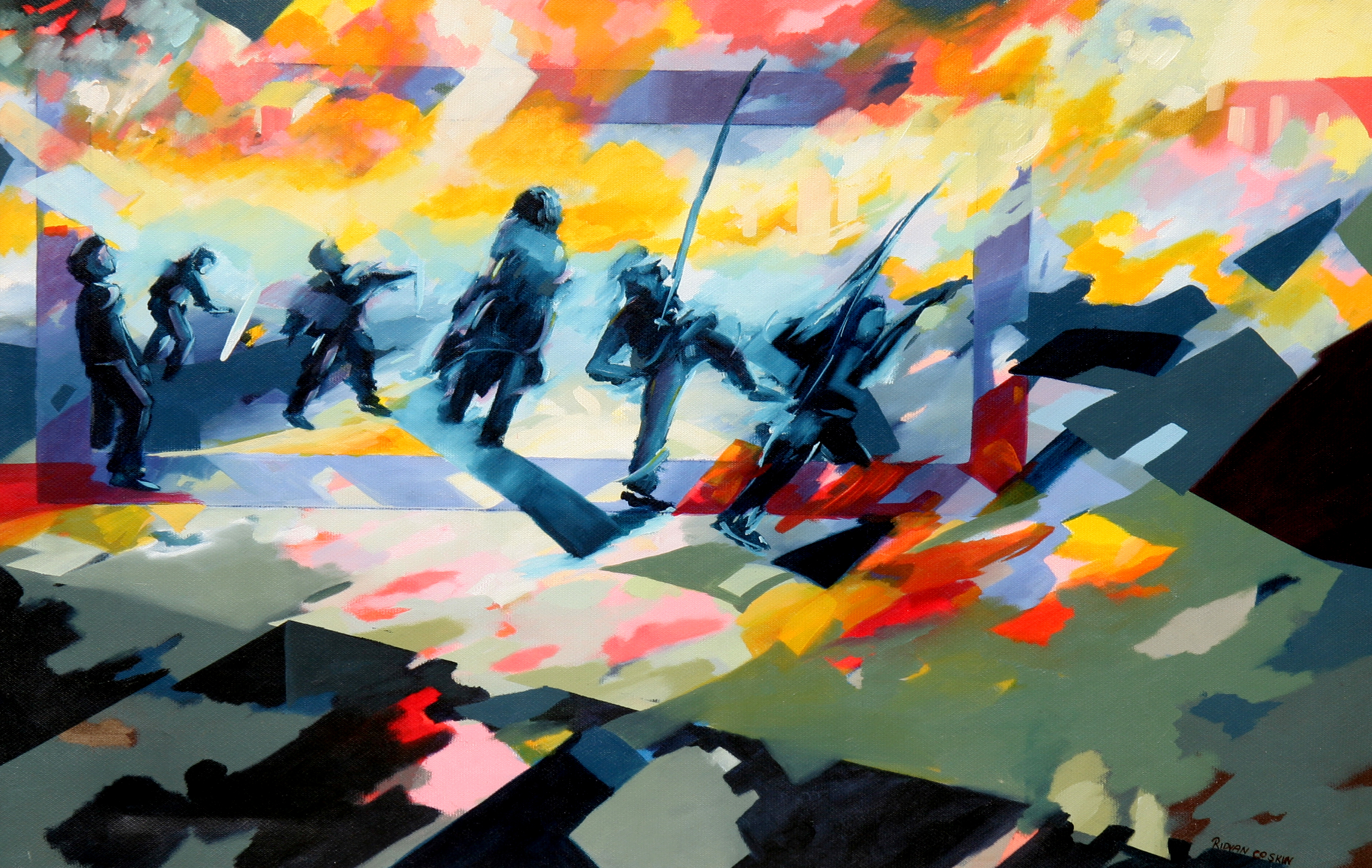 Tuval Üzerine Akrilik Kalabalik 100x150cm 2004